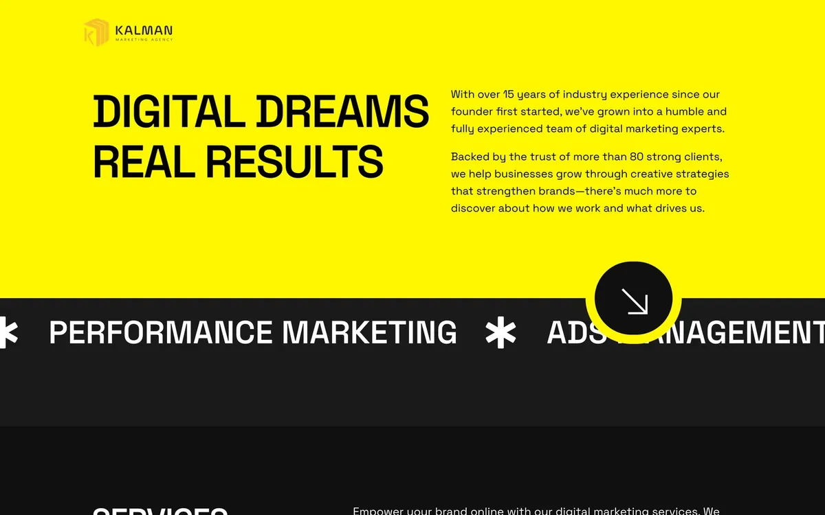 KALMAN Marketing Agency homepage, 27 Oct 2026