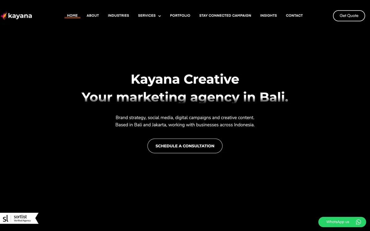 Kayana Creative homepage, 27 Oct 2026