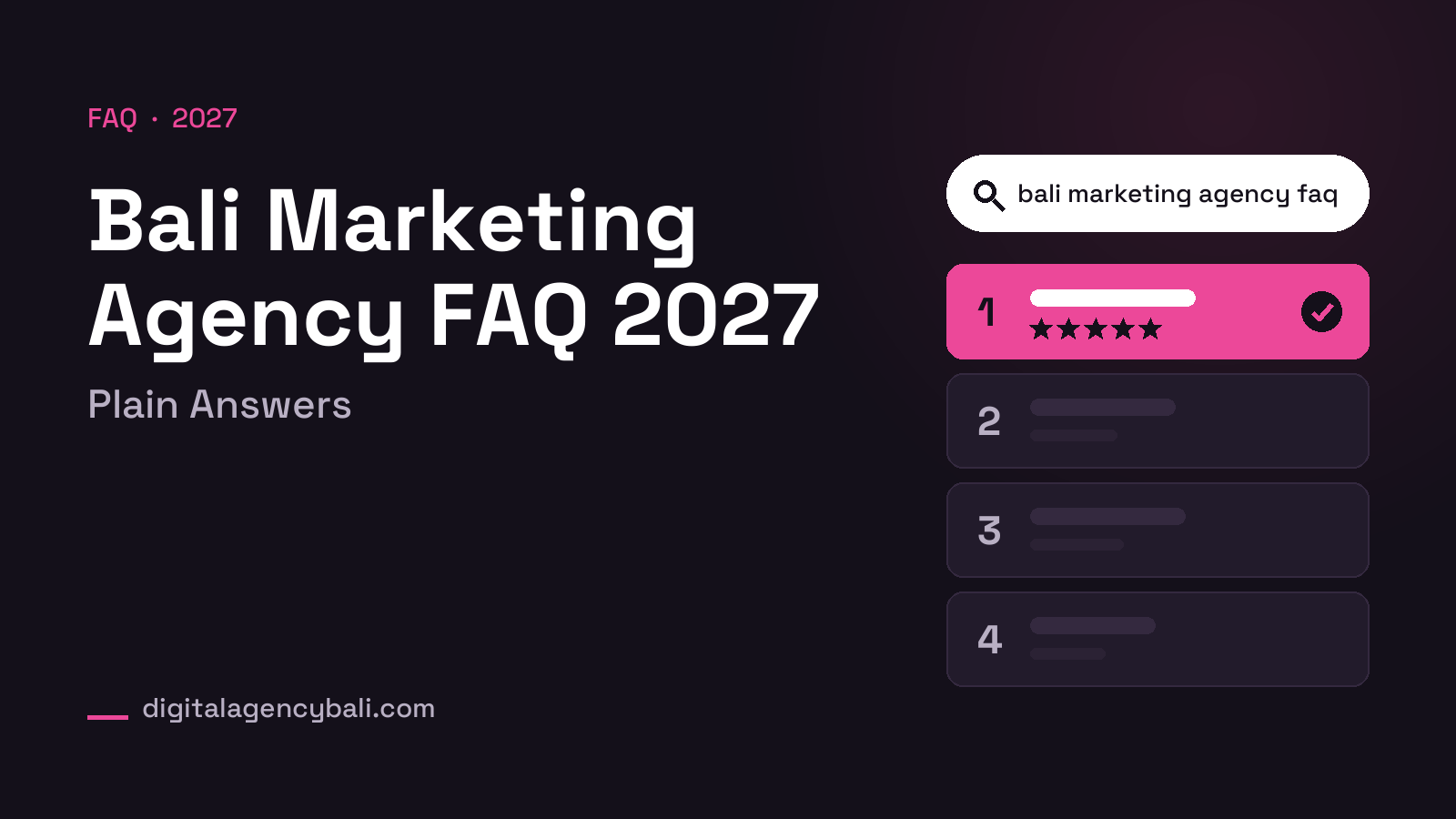 Bali Marketing Agency FAQ 2027: Plain Answers